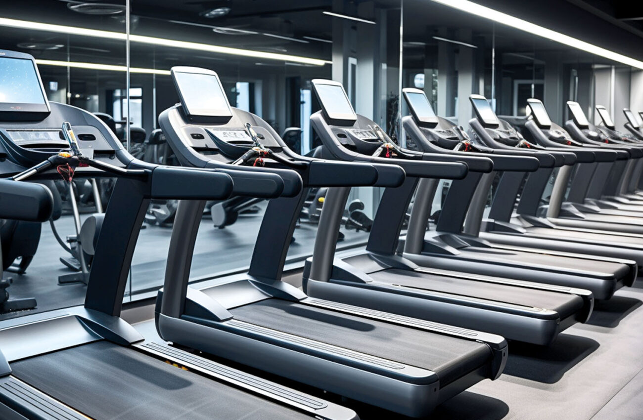 Low impact treadmills at the gym photography high quality